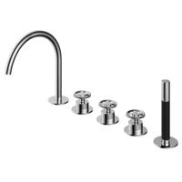 Badrandcombinatie Hotbath Cobber @Work Inbouw 5 Gats Met 2 Stopkranen En Handdouche Met Uitloop Chroom - thumbnail