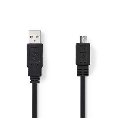 Platte USB 2.0-Kabel | A Male - Micro-B Male | 1,0 m | Zwart