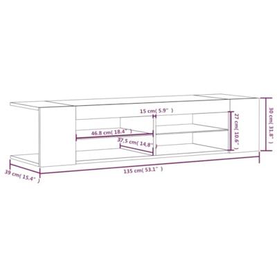 Tv-meubel LED-verlichting 135x39x30 cm gerookt eikenkleurig