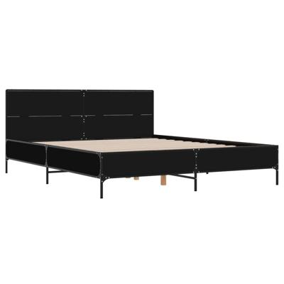Bedframe bewerkt hout metaal zwart 120x190 cm