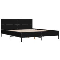 Bedframe bewerkt hout metaal zwart 120x190 cm - thumbnail