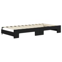 Slaapbank met onderschuifbed en lades 90x200 cm fluweel zwart - thumbnail
