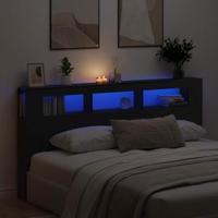 LED Hoofdbord Zwart eiken 200 x 18.5 x 103.5 cm Bewerkt hout - thumbnail