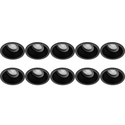 Kantelbare Inbouwspotset 10-Pack - GU10 - Rond Zwart Aluminium - Ø93mm