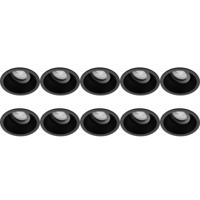 Kantelbare Inbouwspotset 10-Pack - GU10 - Rond Zwart Aluminium - Ø93mm - thumbnail