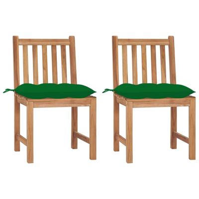 Tuinstoelen 2 st met kussens massief teakhout