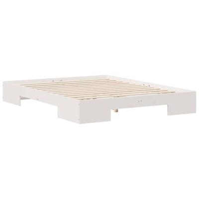 Bedframe met opslag Wit 150 x 200 cm Massief grenenhout