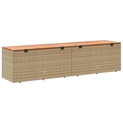 Tuinbox 220x50x54 cm poly rattan en acaciahout beige