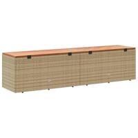 Tuinbox 220x50x54 cm poly rattan en acaciahout beige - thumbnail