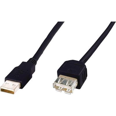 Digitus AK-300202-018-S USB-kabel USB 2.0 USB-A stekker, USB-A bus 1.80 m Zwart