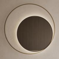 Spiegel Gliss Design Kosmos Mat Goud Rond met Frame en Indirecte LED Verlichting 100 cm - thumbnail