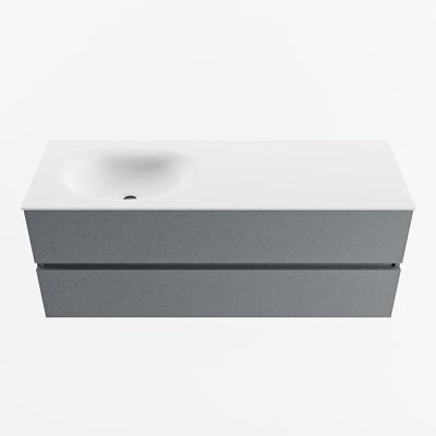 MONDIAZ VICA 130cm badmeubel onderkast Plata 2 lades. Wastafel MOON links zonder kraangat, kleur Talc.