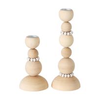 Boltze Home Kandelaar beads 2-delig h20cm hout - thumbnail