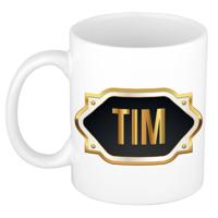 Tim naam / voornaam kado beker / mok met embleem - Naam mokken - thumbnail