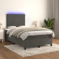 Boxspring met matras en LED fluweel donkergrijs 120x200 cm - thumbnail