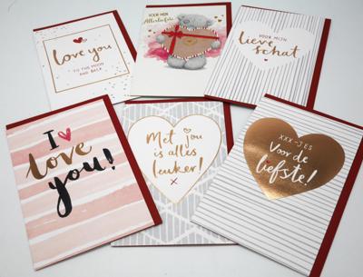 6 Valentijnskaarten set van 6 verschillende liefdes kaarten