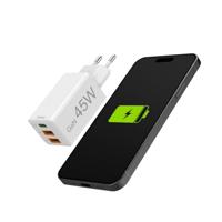 Hama Fast Charger GaN 1x USB-C PD 2x USB-A QC Mini-Charger 45 W Oplader Wit - thumbnail