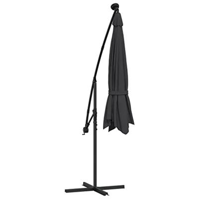 VidaXL Zweefparasol met led en stalen paal 300 cm zwart