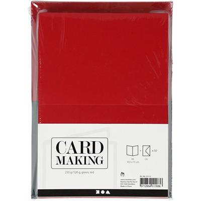 Creativ Company Kaarten en enveloppen, afmeting kaart 10,5x15 cm, afmeting envelop 11,5x16,5 cm, 110+230 gr, groen, rood, 50 set/ 1 doos Creativ Company Kaarten en enveloppen, afmeting kaart 10,5x15 cm, afmeting envelop 11,5x16,5 cm, 110+230 gr, groen, rood, 50 set/ 1 doos