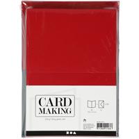 Creativ Company Kaarten en enveloppen, afmeting kaart 10,5x15 cm, afmeting envelop 11,5x16,5 cm, 110+230 gr, groen, rood, 50 set/ 1 doos - thumbnail