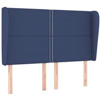 Hoofdbord met randen 147x23x118/128 cm stof blauw - thumbnail