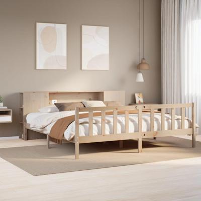 Bed met boekenkast zonder matras massief grenenhout 180x200 cm