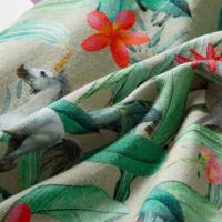 Kindershorts met trekkoord eenhoorn en plantenprint 104 lichtkaki - thumbnail