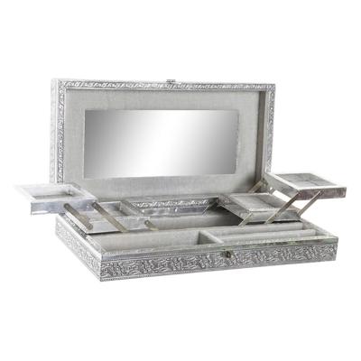 Doos-Juwelenkistje Home ESPRIT Zilverkleurig Natuurlijk Hout Aluminium 38 x 20 x 7,5 cm