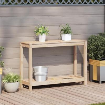 VidaXL Oppottafel met schap 108x35x75 cm massief grenenhout - thumbnail