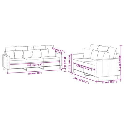 3-delige Loungeset met kussens fluweel lichtgrijs