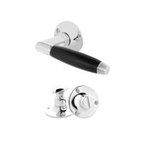 De Oude Deurklink Klassiek geveerd glanzend nikkel rond en WC slot - thumbnail