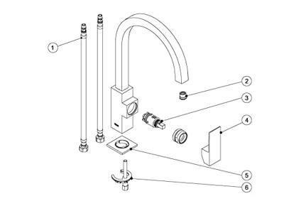 Cuadro Wastafelmengkraan uitloop 22x22 mm 106607 Tres