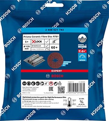 Bosch Accessoires Expert R781 X-LOCK keramische prisma-fiberschijf 125 mm, 22,23 mm, K60 - 1 stuk(s) - 2608621783