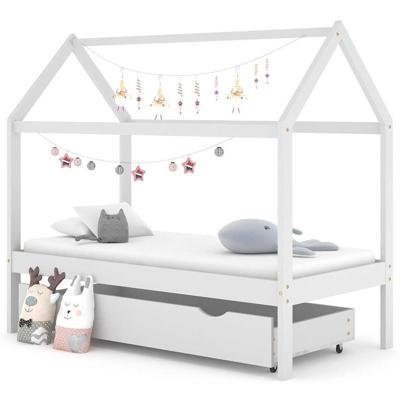 Kinderbedframe met lade massief grenenhout wit 80x160 cm Kinderbedframe met lade massief grenenhout wit 80x160 cm