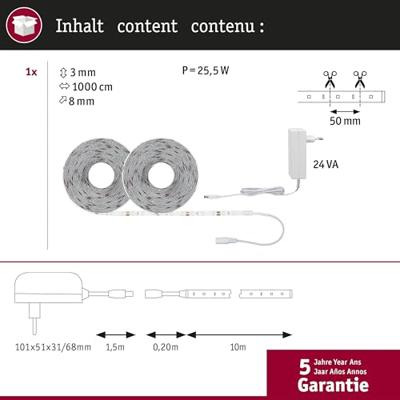 Paulmann SimpLED 78977 LED-strip complete set Met connector (male) 12 V 10 m Daglichtwit 1 stuk(s) Paulmann SimpLED 78977 LED-strip complete set Met connector (male) 12 V 10 m Daglichtwit 1 stuk(s)