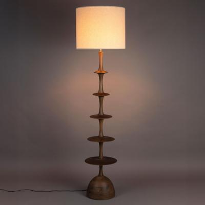 Dutchbone Vloerlamp 'Cath' Mangohout en linnen, 180cm