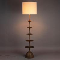 Dutchbone Vloerlamp 'Cath' Mangohout en linnen, 180cm - thumbnail