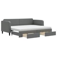 Slaapbank onderschuifbed en lades 80x200 cm stof donkergrijs - thumbnail