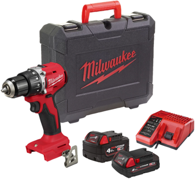 Milwaukee m18 blpdrc-422c m18 klopboormachine 60nm compact brushless, 1 x 4,0 ah 1x 2,0ah - 4933492825