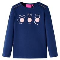 Kindershirt met lange mouwen dierenprint 140 marineblauw - thumbnail