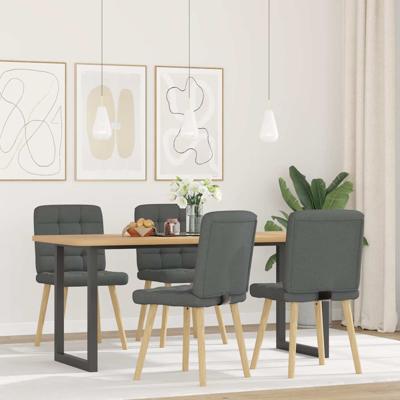 Eetkamerstoelen 6 st stof donkergrijs