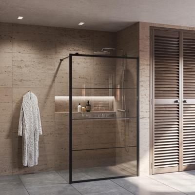 AQS Inloopdouche Frame 110x200 cm 8 mm NANO Glas Mat Zwart Raster Aqua Splash AQS Inloopdouche Frame 110x200 cm 8 mm NANO Glas Mat Zwart Raster Aqua Splash