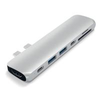 SATECHI Type-C Pro Hub Adapter Met USB-C PD (40 Gbps), 4K HDMI, USB-C Data, SD/Micro Kaartlezer, USB 3.0 - Voor M2/ M1 Macbook Pro/Air (Zilver) - thumbnail