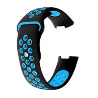 Fitbit Charge 3 & 4 siliconen DOT bandje - Blauw / Zwart - Maat: Large - thumbnail
