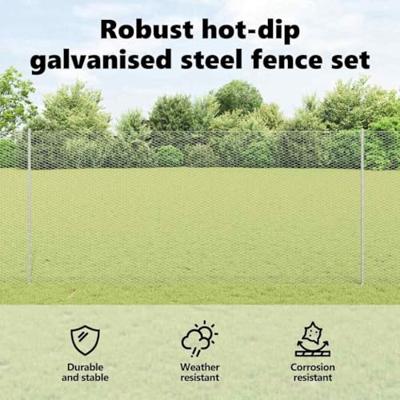 VidaXL Hek met paal zilver 1,4 x 25 m staal
