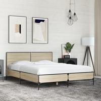 Bedframe bewerkt hout metaal sonoma eikenkleurig 135x190 cm - thumbnail