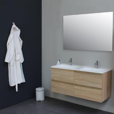 Badkamermeubel BWS Pepper Acryl Wastafel Twee Kraangaten 120x55x46 cm Eiken Badkamermeubel BWS Pepper Acryl Wastafel Twee Kraangaten 120x55x46 cm Eiken