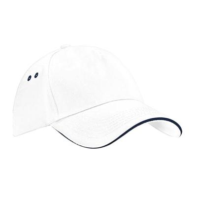 Beechfield CB15C Ultimate 5 Panel Cap - Sandwich Peak - White/French Navy - One Size Beechfield CB15C Ultimate 5 Panel Cap - Sandwich Peak - White/French Navy - One Size