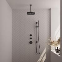 BRAUER Stripe Thermostatische Inbouw Regendouche - SET 09 - 25cm douchekop - plafondarm - staaf handdouche - doucheslang - geïntegreerde glijstang - mat zwart 5-S-381 - thumbnail