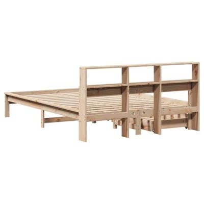 Bed met boekenkast zonder matras massief grenenhout 140x200 cm